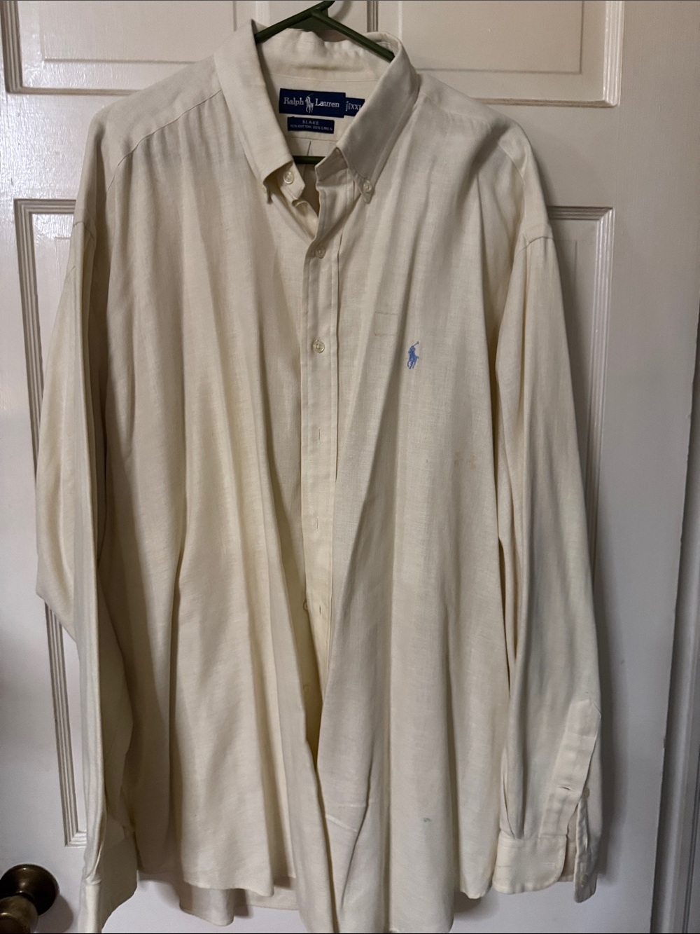 Ralph Lauren Men's Light Cream Button-Down Oxford Shirt